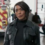 Athena’s black leather shirt jacket on 9-1-1