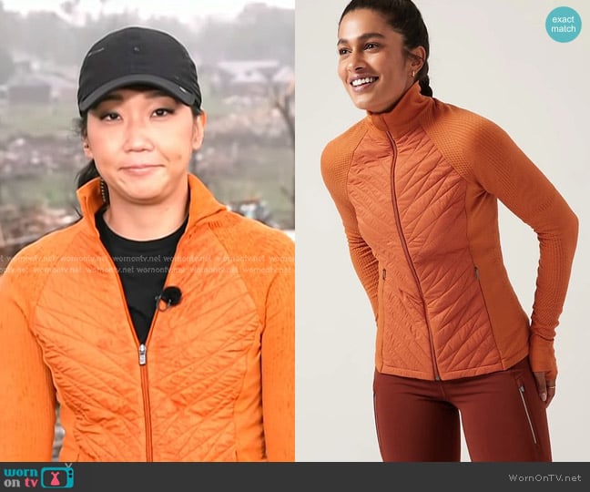 Athleta Flurry Force Insulated Primaloft Jacket in Orange worn by Kathy Park on Today