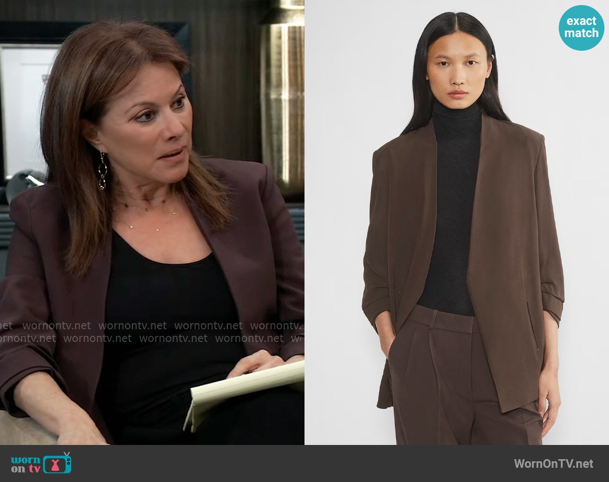 Babaton at Aritzia Power Blazer in Rich Mocha Brown worn by Alexis Davis (Nancy Lee Grahn) on General Hospital