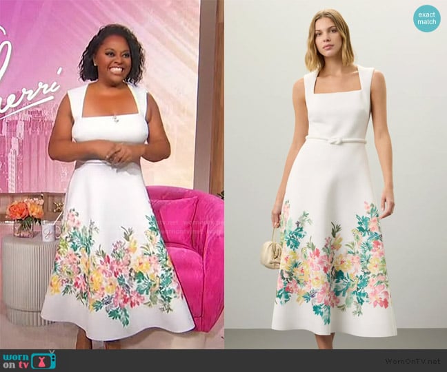 Badgley Mischka Printed Full Skirt Midi Dress worn by Sherri Shepherd on Sherri