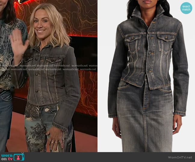 Balenciaga Lace-up Denim Jacket worn by Sheryl Crow on The Voice