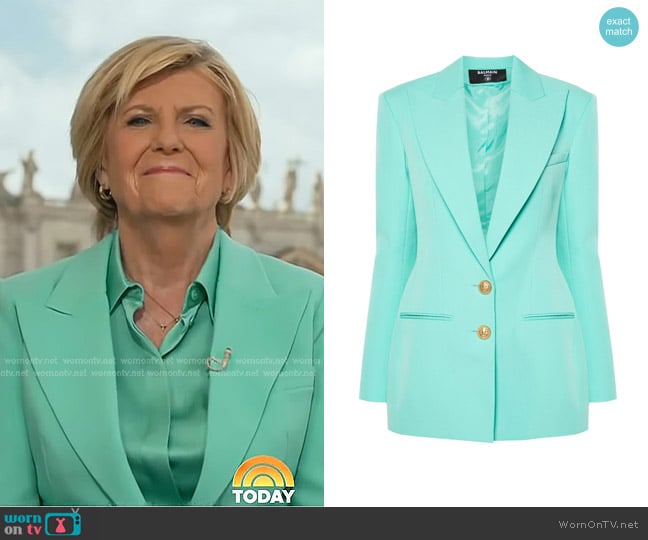 Balmain Virgin Wool Single-breasted Blazer worn by Anne Thompson on Today