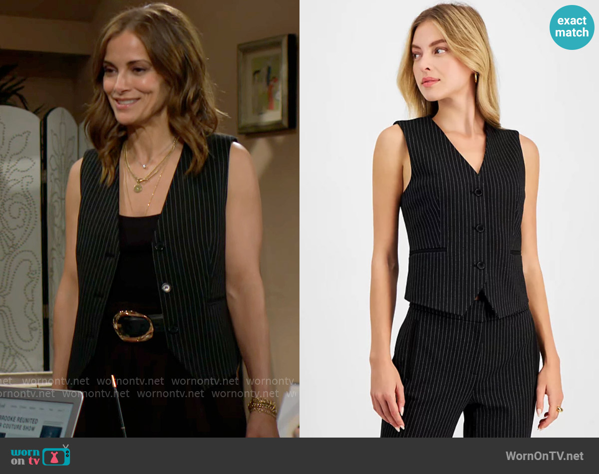 Bar III Pinstriped Vest worn by Taylor Hayes (Rebecca Budig) on The Bold and the Beautiful