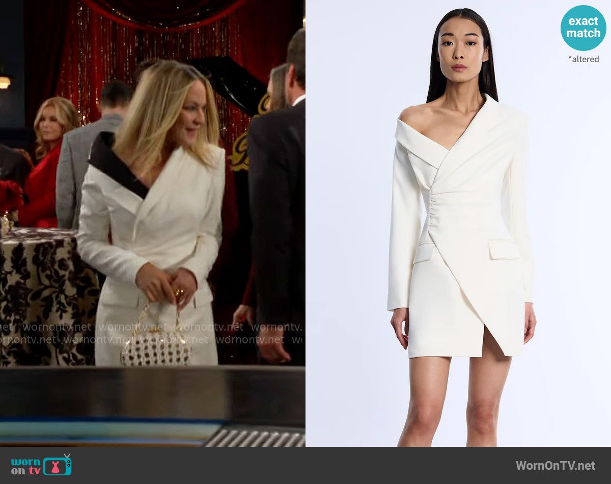 Bcbgmaxazria Asymmetrical Off Shoulder Dress worn by Sharon Newman (Sharon Case) on The Young and the Restless