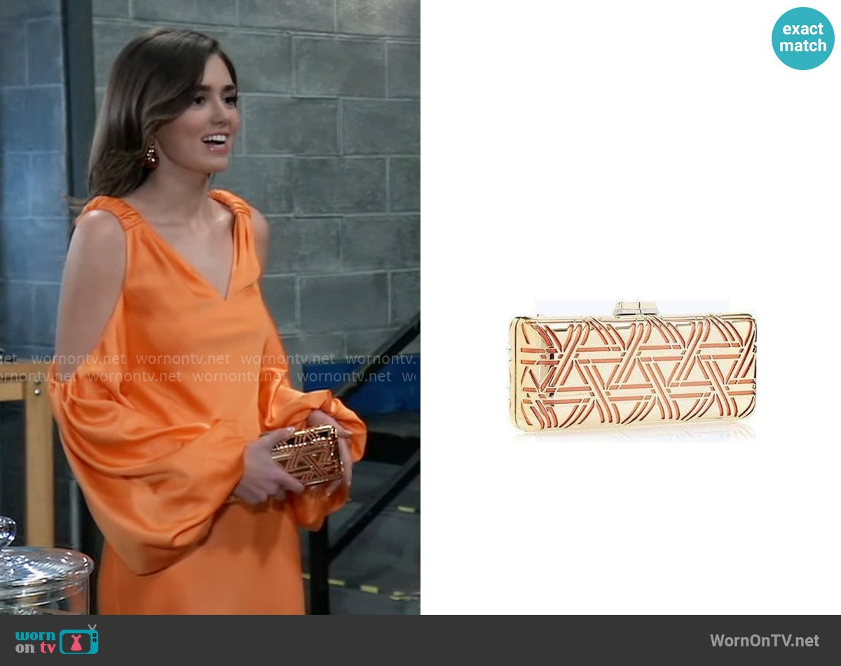 Bcbgmaxazria Kerri Clutch worn by Emma Scorpio-Drake (Braedyn Bruner) on General Hospital