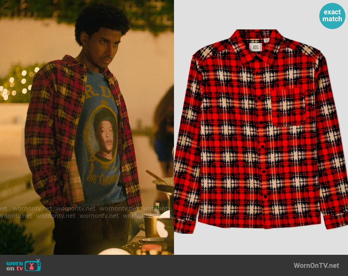 BDG at Urban Outfitters Flannel Overshirt worn by Justin Edwards (Michael Cooper Jr.) on Forever