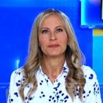 Becky Worley’s white berry print blouse on Good Morning America