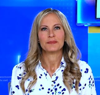 Becky Worley’s white berry print blouse on Good Morning America