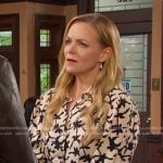 Belle’s beige floral shirtdress on Days of our Lives