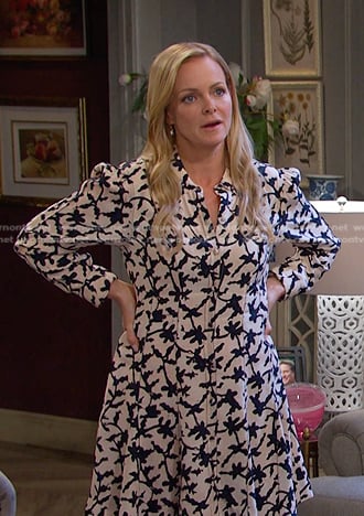 Belle's beige floral shirtdress on Days of our Lives