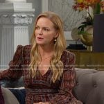 Belle’s brown print v-neck dress on Days of our Lives