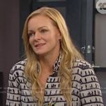 Belle’s white print button down shirt on Days of our Lives