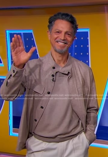 Benjamin Bratt's beige polo sweater and jacket on Good Morning America