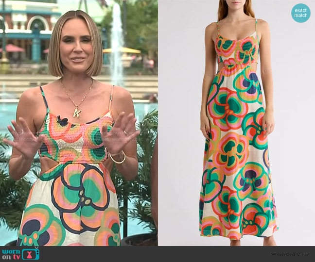 Billabong x Mami Wata True Desire Cutout Cotton Maxi Dress worn by Keltie Knight on E! News