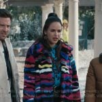 Birdie’s multi color stripe fur coat on Grosse Pointe Garden Society