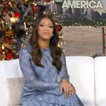 Morgan’s blue plaid midi dress on Good Morning America