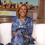Robin’s blue snake print wrap dress on Good Morning America