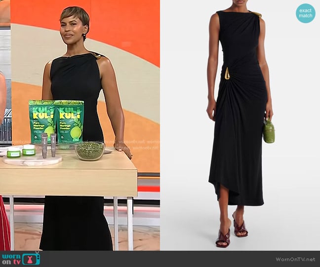 Sabrina Elba’s black gathered dress on Today