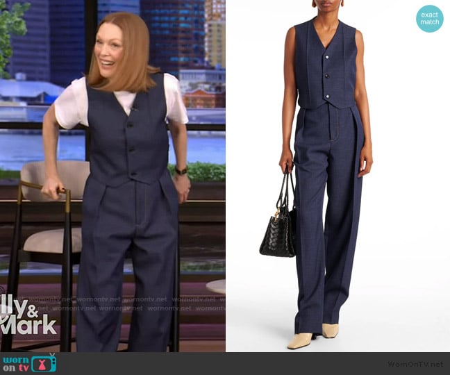 Bottega Veneta Wool Drill Vest worn by Julianne Moore on Live with Kelly and Mark