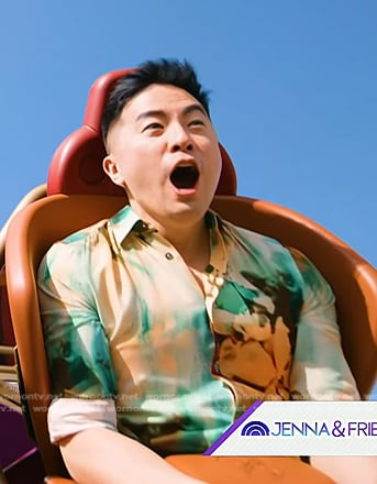 Bowen Yang’s green floral print shirt on Today