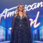 Breanna Nix’s navy embellished sheer gown on American Idol