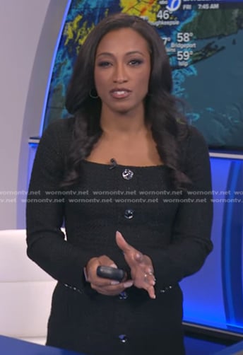 Brittany's black square neck tweed dress on Good Morning America