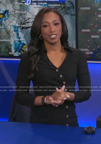 Brittany's black asymmetric button dress on Good Morning America