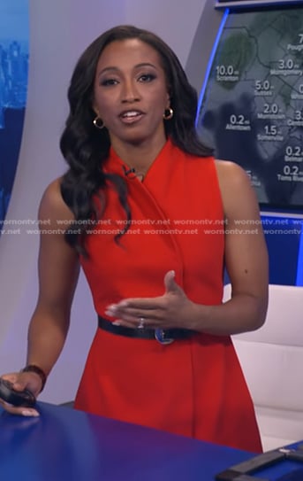 Brittany’s red belted wrap dress on Good Morning America