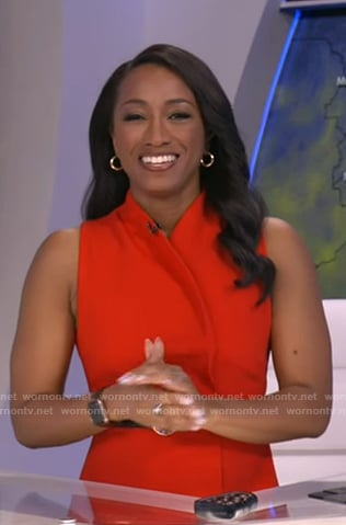 Brittany's red belted wrap dress on Good Morning America