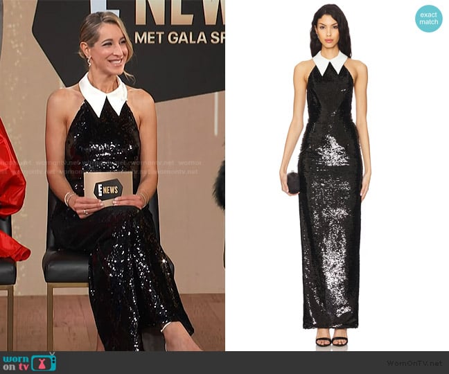 Andrea’s black contrast sequin dress on E! News