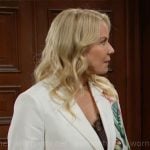 Brooke’s white floral graphic blazer on The Bold and the Beautiful