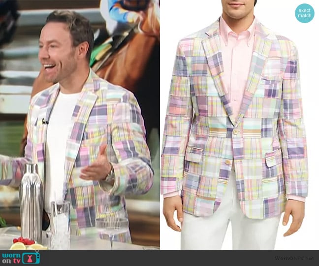 Brooks Brothers Regent Classic Fit Patchwork Madras Sport Coat worn by Paul Zahn on Access Hollywood