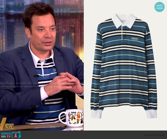 Burberry Multi-Stripe Heavy Jersey Rugby Shirt worn by Jimmy Fallon on The View