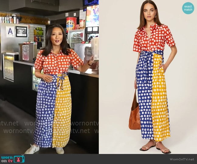 Busayo x RTR Colorblock Shirtdress worn by Nancy Chen on CBS Mornings