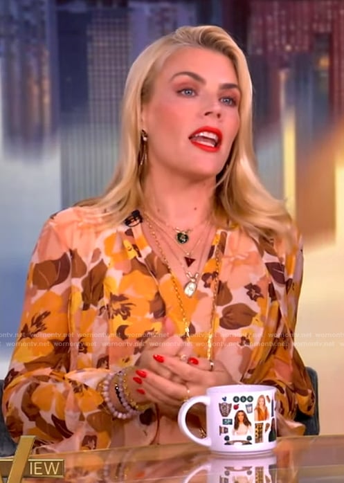 Busy Philipps’ floral print mini dress on The View