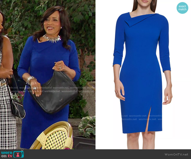 Paulina’s blue asymmetric neck dress on Days of our Lives