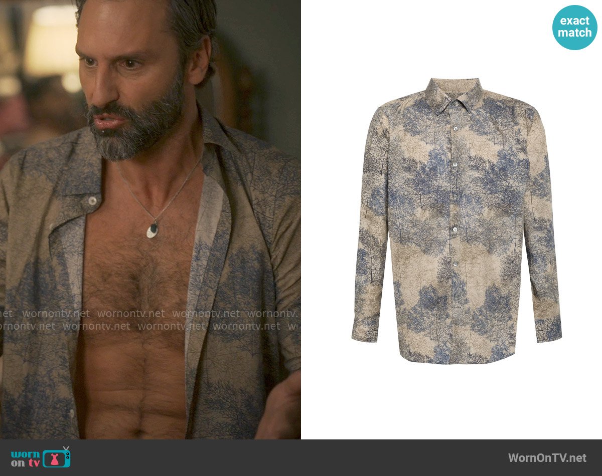 Canali Tree Print Shirt worn by Claude (Marco Calvani) on The Four Seasons