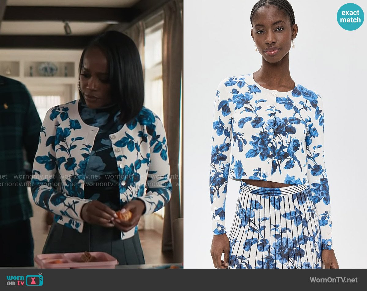 Cara Cara Amber Cardigan worn by Catherine (Aja Naomi King) on Grosse Pointe Garden Society