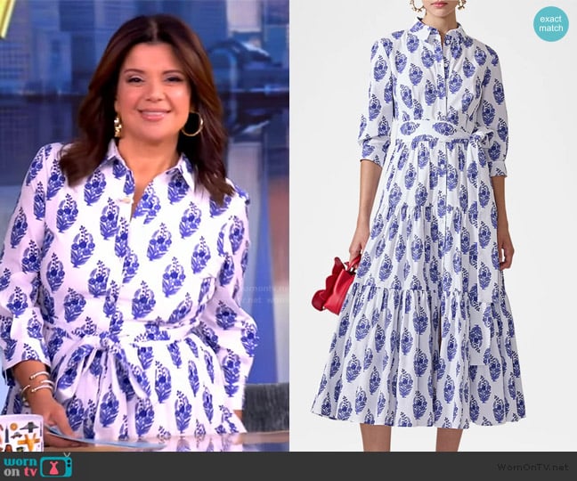 Carolina Herrera Tiered Midi Shirt Dress worn by Ana Navarro on The View