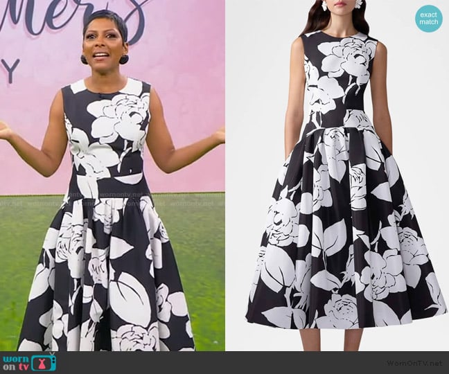 Carolina Herrera Floral Sleeveless Midi-Dress worn by Tamron Hall on Tamron Hall Show