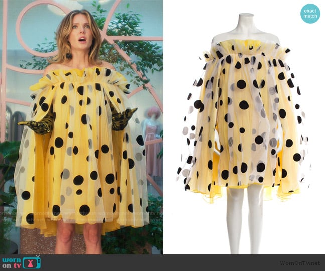Carolina Herrera Polka Dot Print Mini Dress worn by Devon DeWitt (Meghann Fahy) on Sirens