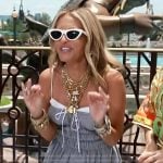 Caroline Baudino’s layered tie front dress on Access Hollywood