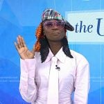 Caroline A. Wanga’s pink tie neck shirt on Today