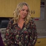 Carrie’s black floral blouse on Days of our Lives