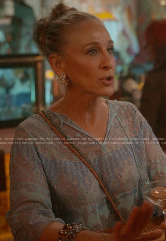 Carrie's blue lace top on And Just Like That