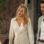 Cat’s white wrap sweater dress on Days of our Lives
