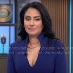 Celine Gounder’s blue split-neck dress on CBS Mornings