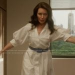 Charlotte’s white short sleeve shirtdress on And Just Like That
