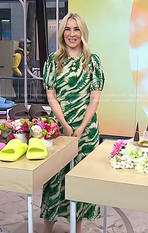 Chassie’s green leaf print dress on Today