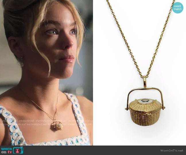 The Golden Basket Gold Nantucket Lightship Basket worn by Simone DeWitt (Milly Alcock) on Sirens